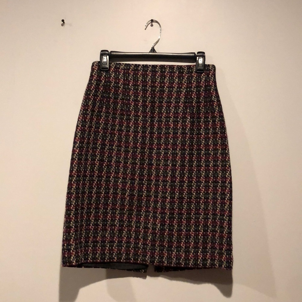 Vintage Adolfo International Plaid Wool Pencil Skirt